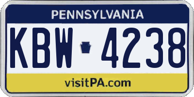 PA license plate KBW4238