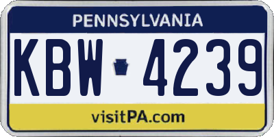 PA license plate KBW4239