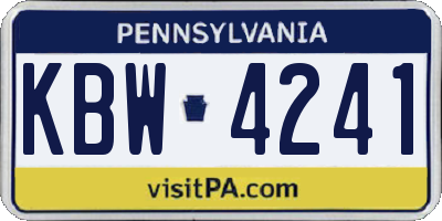 PA license plate KBW4241
