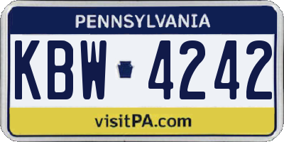 PA license plate KBW4242