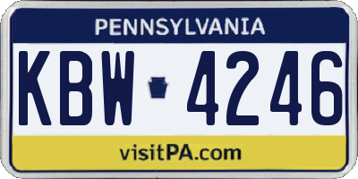 PA license plate KBW4246
