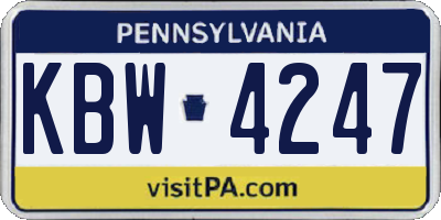 PA license plate KBW4247