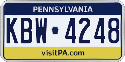 PA license plate KBW4248