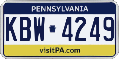 PA license plate KBW4249
