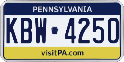 PA license plate KBW4250