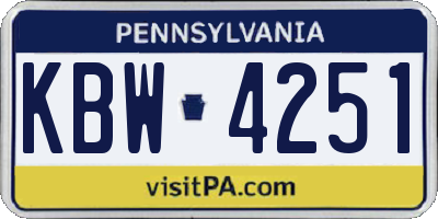 PA license plate KBW4251