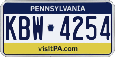 PA license plate KBW4254