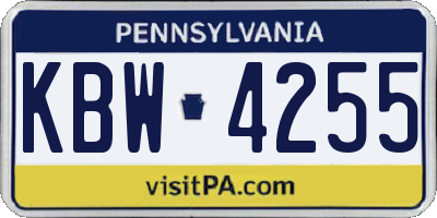 PA license plate KBW4255