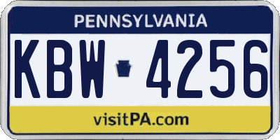 PA license plate KBW4256
