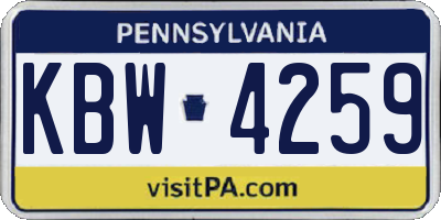 PA license plate KBW4259