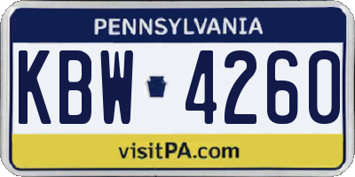 PA license plate KBW4260