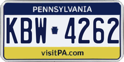 PA license plate KBW4262