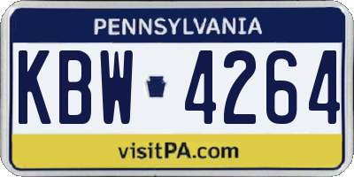PA license plate KBW4264