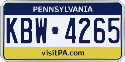 PA license plate KBW4265