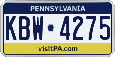 PA license plate KBW4275