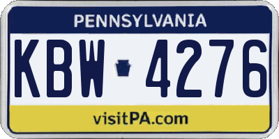 PA license plate KBW4276