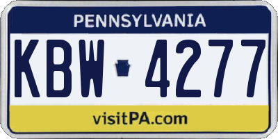 PA license plate KBW4277