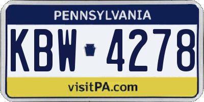 PA license plate KBW4278