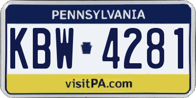 PA license plate KBW4281