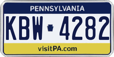 PA license plate KBW4282