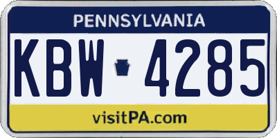 PA license plate KBW4285