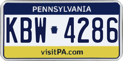 PA license plate KBW4286
