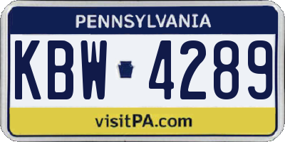 PA license plate KBW4289
