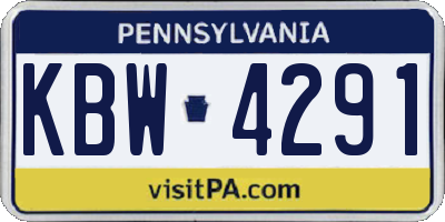 PA license plate KBW4291