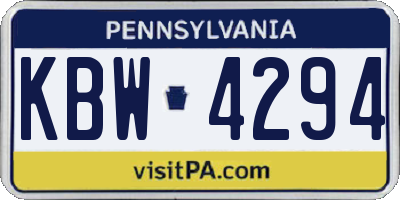 PA license plate KBW4294