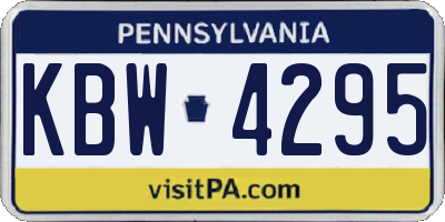 PA license plate KBW4295