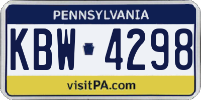 PA license plate KBW4298