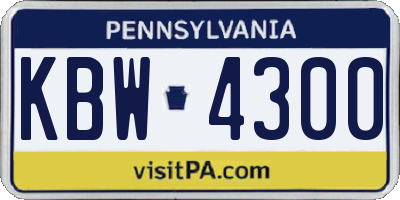 PA license plate KBW4300