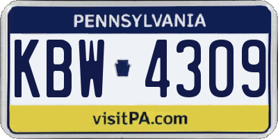 PA license plate KBW4309