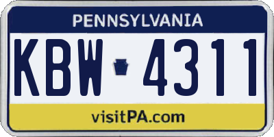 PA license plate KBW4311