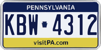 PA license plate KBW4312