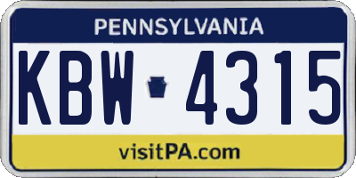 PA license plate KBW4315