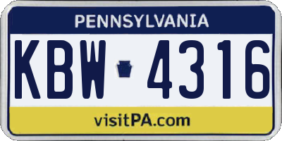 PA license plate KBW4316