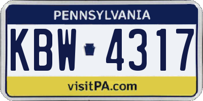 PA license plate KBW4317
