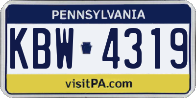 PA license plate KBW4319