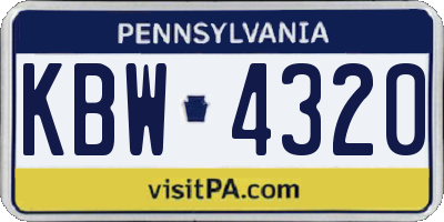 PA license plate KBW4320