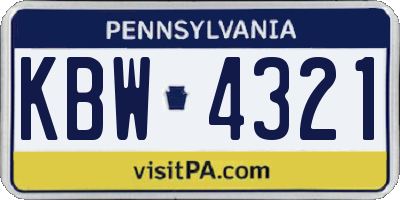PA license plate KBW4321