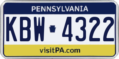 PA license plate KBW4322