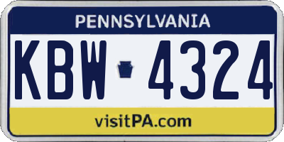 PA license plate KBW4324