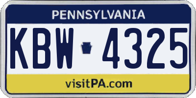 PA license plate KBW4325