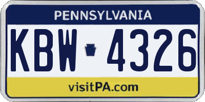 PA license plate KBW4326