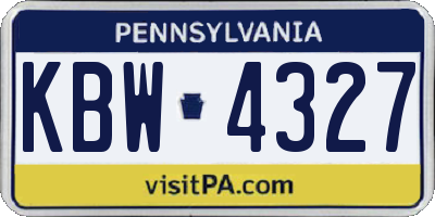 PA license plate KBW4327
