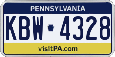 PA license plate KBW4328
