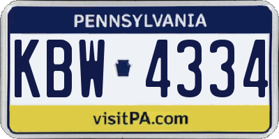 PA license plate KBW4334