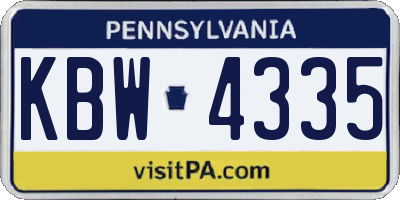 PA license plate KBW4335