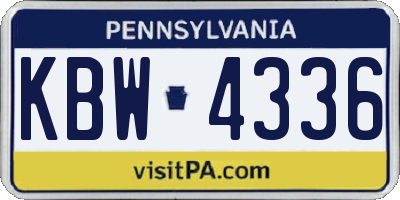 PA license plate KBW4336